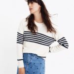 Ecru Stripe Lace Trim Tee