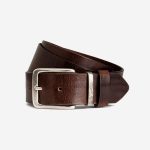 Leather belt with metal buckle